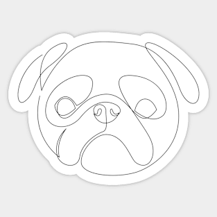 Pug - one line dog portrait Sticker
